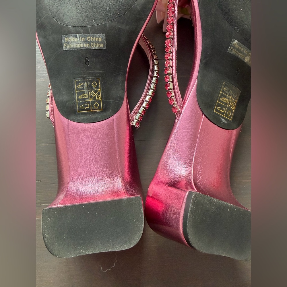 NWOT Jeffrey Campbell Primrose pink rhinestone Flip Flop with rose size 8 - Picture 11 of 11
